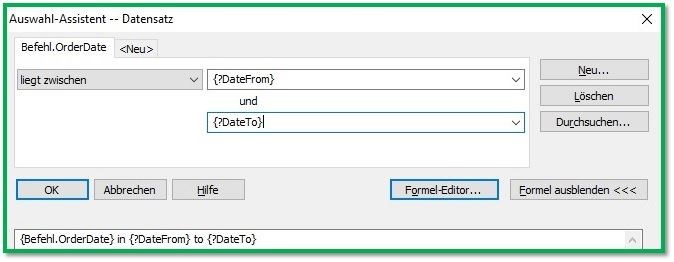 parameter datefrom dateto