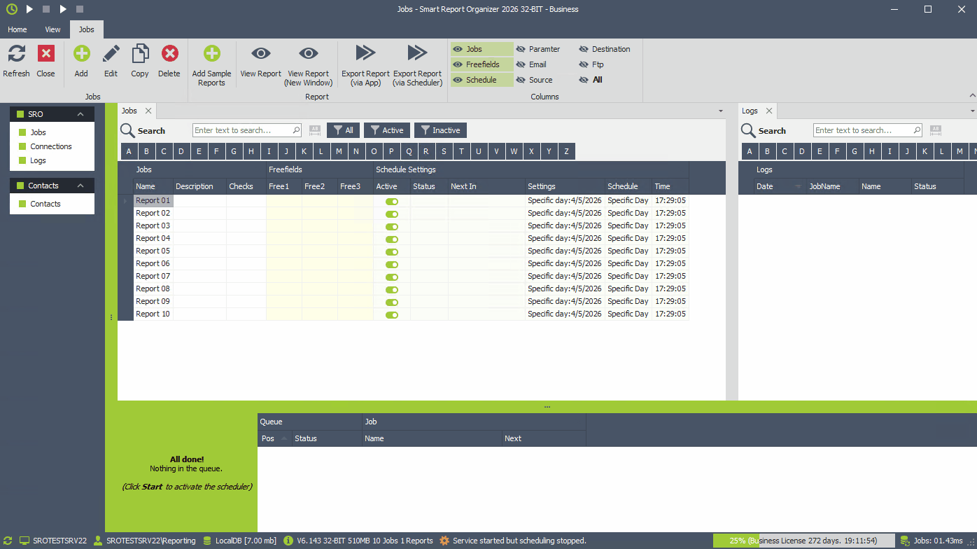 SRO: Export report via app (immediate execution)