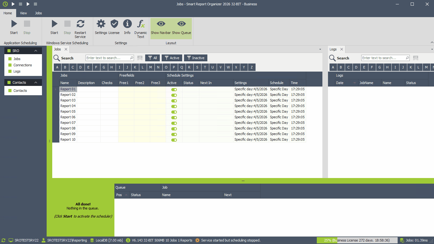 SRO: Export report via scheduler using application scheduling