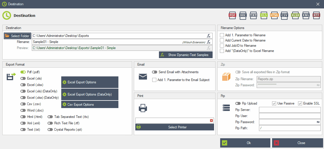 Advanced Export Options