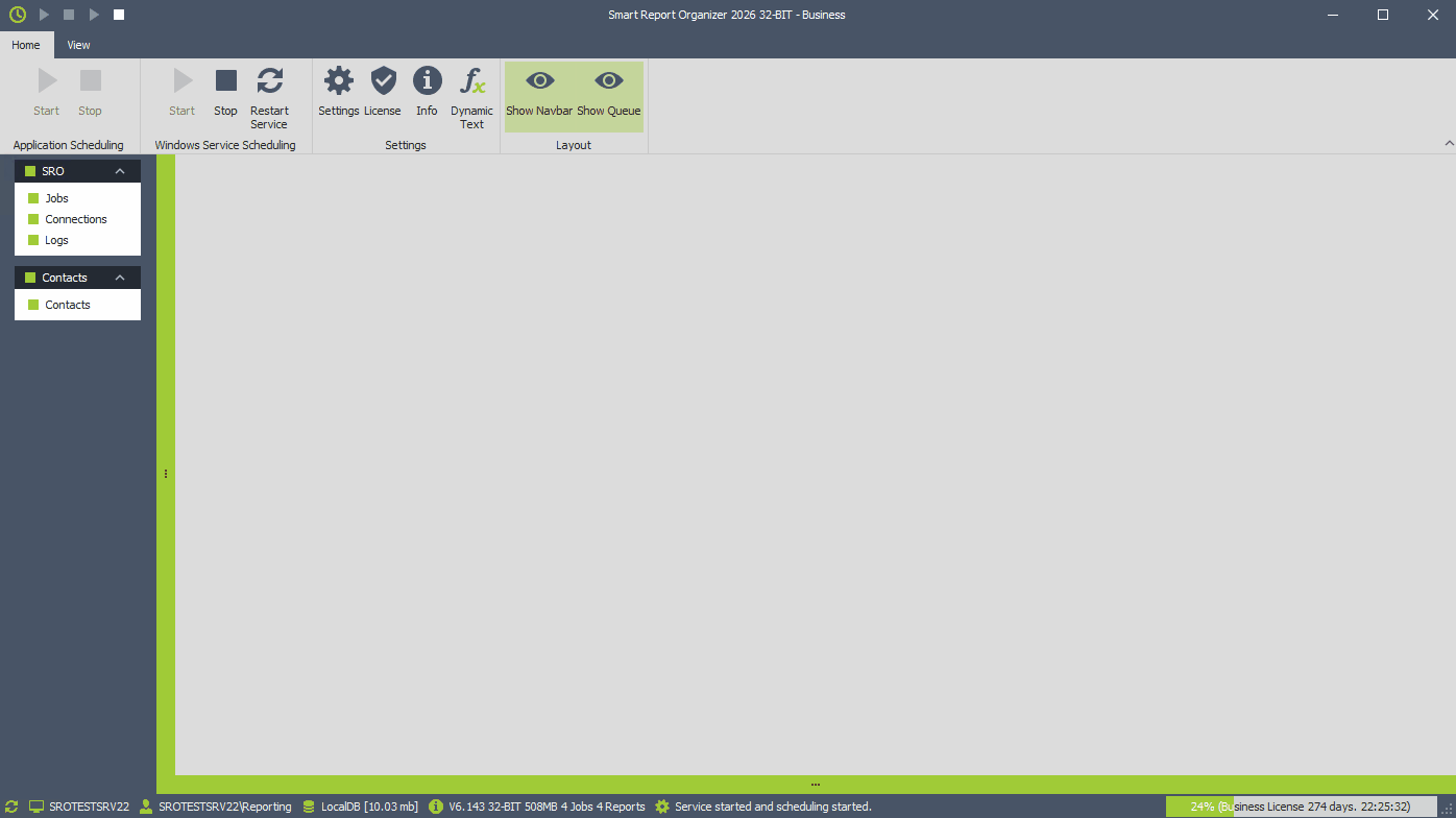 Smart Report Organizer custom scheduling demo showing flexible intervals with included and excluded dates for holidays and special days